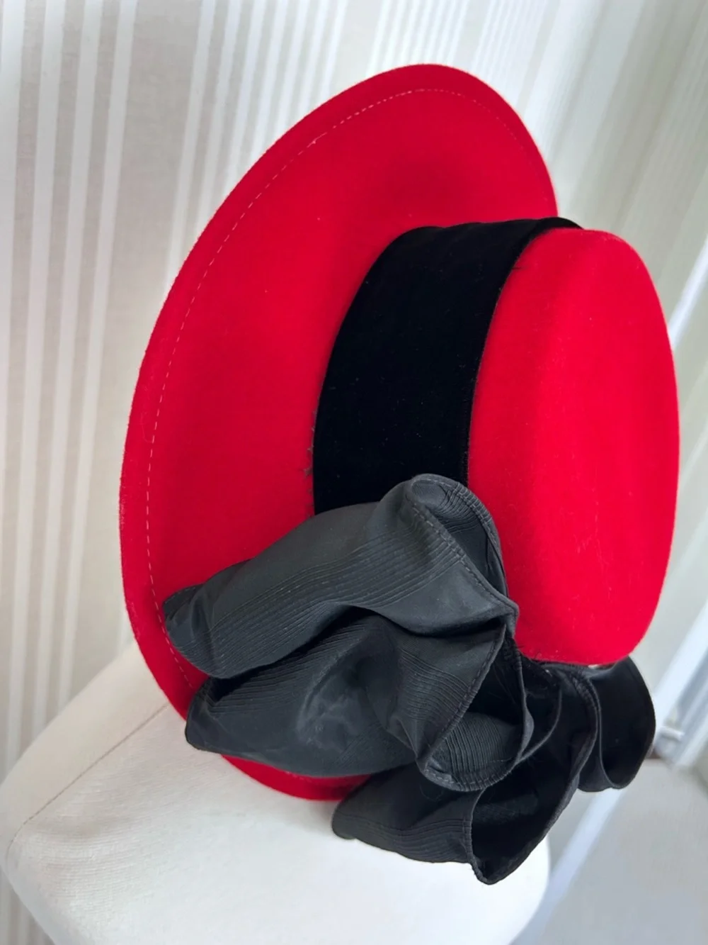 ERIC JAVITS Bollman & Co. Doeskin 100% Wool Felt Women’s Red Hat, USA Vintage - Picture 3 of 8
